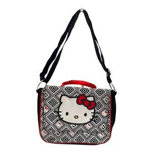 Hello Kitty Purse Crossbody Shoulder Bag Sanrio Pink Black 10.5" Messenger Strap